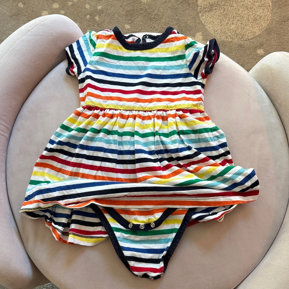 Rainbow Striped Baby Dress with Bodysuit